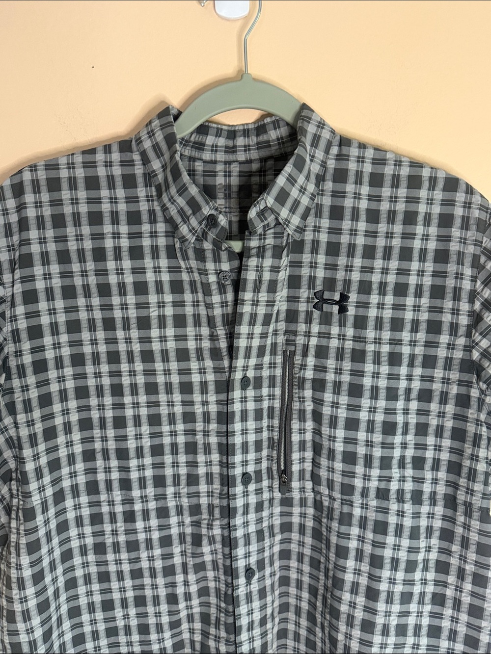 Under Armour Men’s Black & Gray Plaid Button-Down Shirt